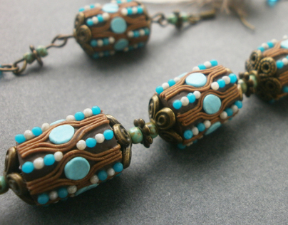 Necklaces and earrings made ​​of polymer clay
