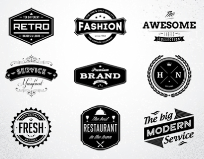 10 Retro badges & logos vol.1, PSD Template on Behance