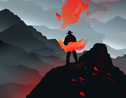 illustration man on fire (vector poster)