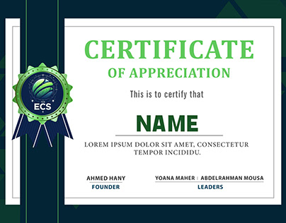 Certificate for the ECS invitation template