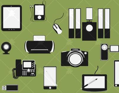 Flat Electronic Device Icons Vector Set