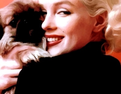 Marilyn Monroe and Pekingese Portrait