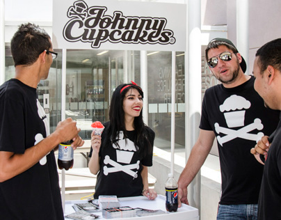 johnny cupcake promo booth, posters, & banners