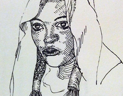 sketch of photo by Haitham Elmerghani--Ghadames girl