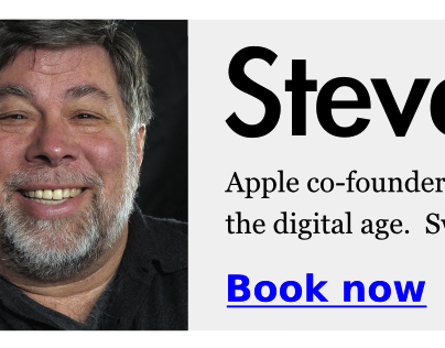 Ads for a Steve Wozniak event in  spanish and english