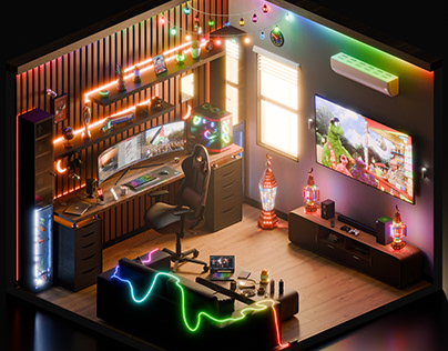 Project thumbnail - 3D Isometric Gaming Room