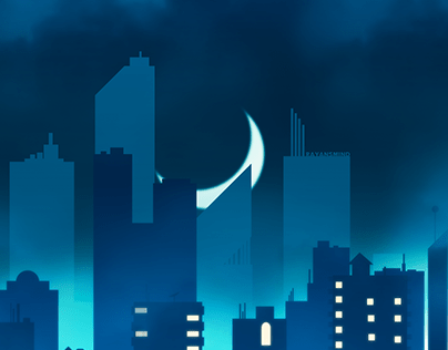 2D Night Cityscape Illustration
