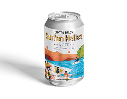 Beer Label Design (Surfen Helles - Cuatro Palos)