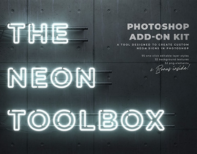 FREE Neon Toolbox Mockups Photoshop Add-on Kit