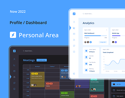 Personal Area / Dashboard / Analytics / Tasks / Meet
