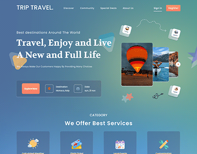 trip travel landing page