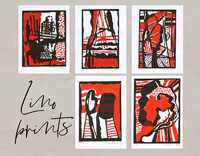 A small collection of linocut prints