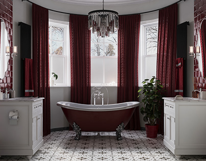 Classic Elegance: Luxurious Red Bathroom