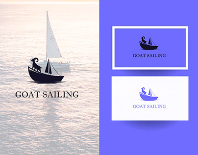 Goat sailing logo design. Goat with a boat logo