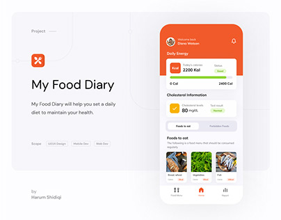 My Food Diary - Mobile UI App for managing your diet