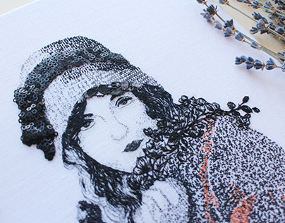 Embroidered Portrait of Marion Davis