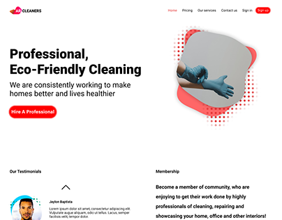 AR Cleaners Landing Page Design