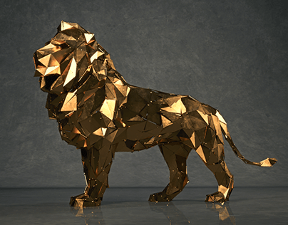 Lion Sculpture CGI