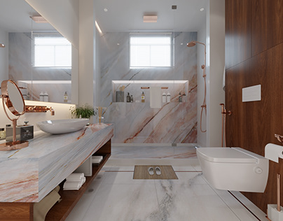 Pink Marble Bathroom Design