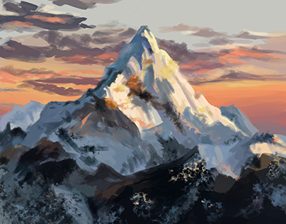 Digital Painting Everest Mountain