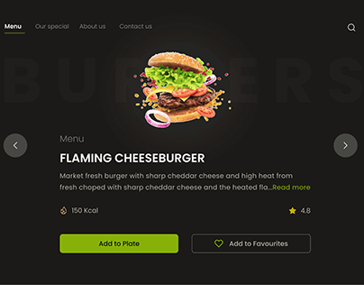 Food ordering page (Dark UI)