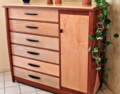 12 Drawer Dresser In Bubinga & Curly Maple