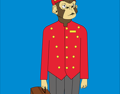 bellboy monkey illustration