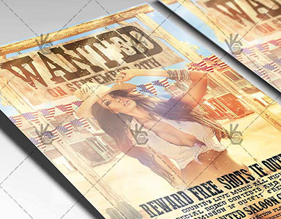 Wanted Western Party - Premium Flyer PSD Template