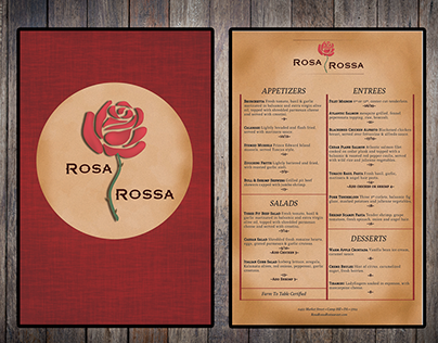 Rosa RossaMenu Design