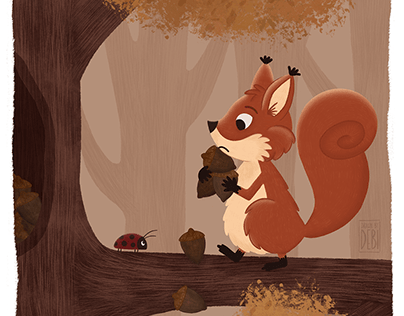 Fall Squirrel Illustration