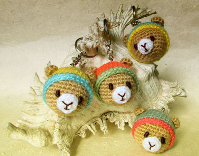 Miniature Amigurumi Teddy Bear Keychains