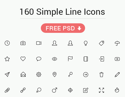 Simple Line Icons (Free PSD, Webfont)