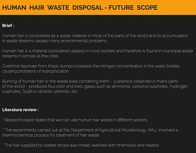 Human hair waste disposal project - Product design