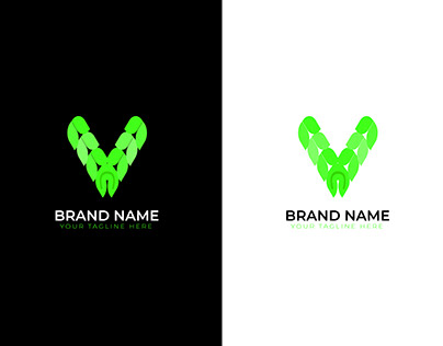 V letter leaf combination logo design
