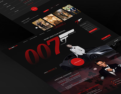 Landing page design for a business meeting in 007 style