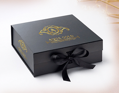 Aqua Gold luxury gold shop logo and packaging design