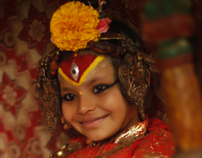 Kumari, the living virgin goddess.
