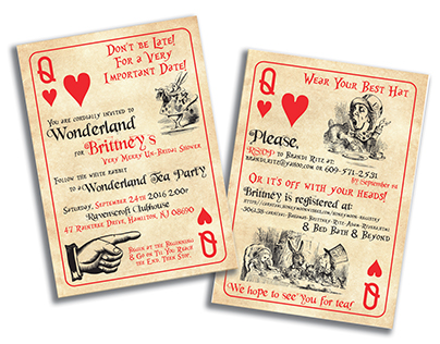 Alice In Wonderland Themed Bridal Shower Invitations