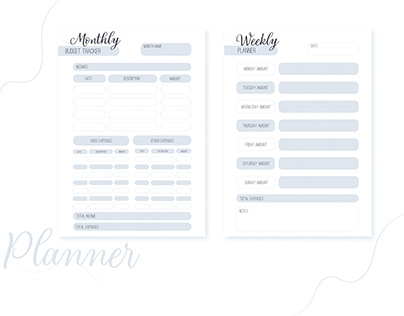 Monthly and weekly budget planner.