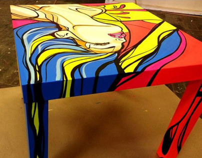 Hula Table , painting on furniture
