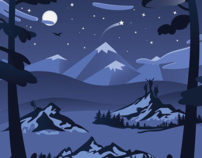 NATURAL NIGHT MOUNTAIN LANDSCAPE