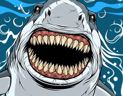 Ferocious white shark