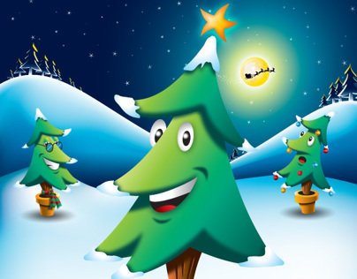 Christmas Tree Cartoon Vector Set