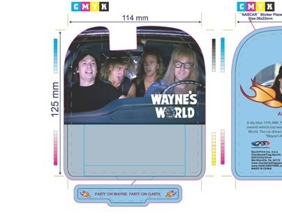 Wayne's World Mirthmobile toy car package design