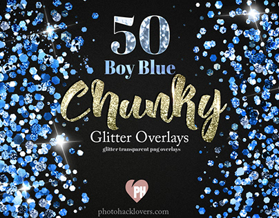 Chunky Blue Glitter Overlays