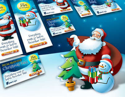 Santa Claus & Friends Christmas Web Banner Set