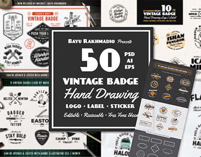 50 Vintage Badges