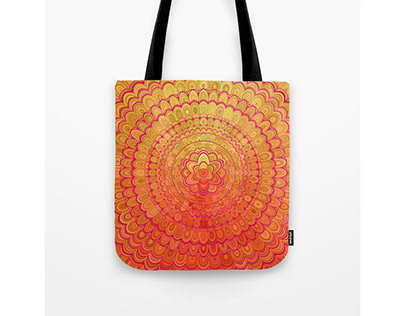 Aztec Flower Mandala Tote Bag