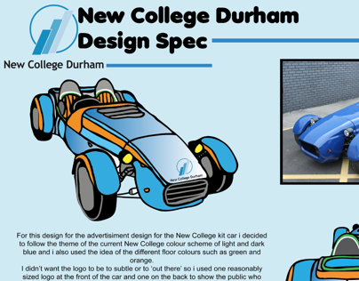 Vinyl car advertisement- New College Durham