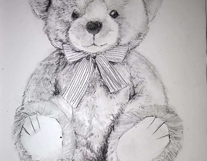 Rendering a fluffy teddy bear with charcoal